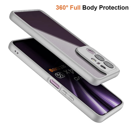Mobizang Hawkeye Clear Back Cover for Vivo T4X 5G | Camera Lens Protector Shockproof Slim Clear Case Cover (Grey Sides)