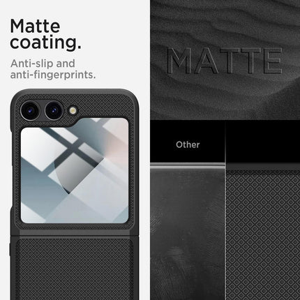 Mobizang Textured Grip Hinge Protection Back Cover for Samsung Galaxy Z Flip6 / Z Flip 6 | with [Inbuilt Glass] Full Body Shockproof Hard Back Case (Black)