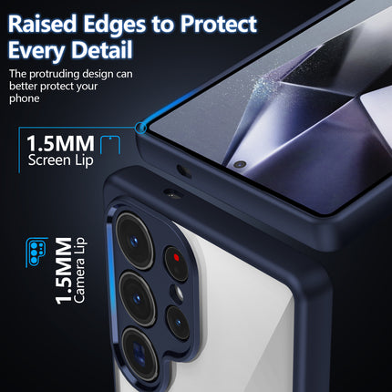 Mobizang Hawkeye Clear Back Cover for Samsung Galaxy S25 Ultra | Camera Lens Protector Shockproof Slim Clear Case Cover (Blue Sides)