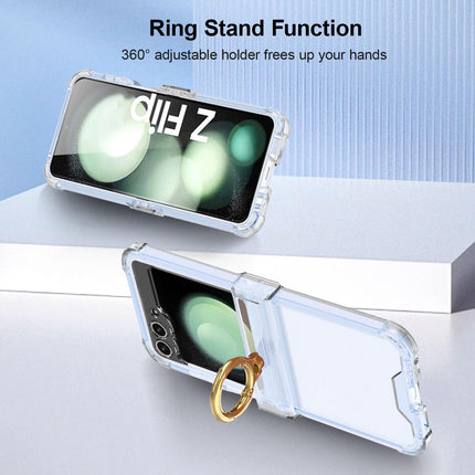 Mobizang Clear Airbag Ring Back Case for Samsung Galaxy Flip6 / Z Flip 6 | Transparent Shockproof Slim Hard Protective Cover (Clear)