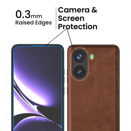 Mobizang Tux Leather Back Cover for Poco X7 Pro 5G | Slim Shockproof Camera Protection Bumper Case (Brown)