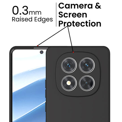 Mobizang Matte Protective Lens Flexible Back Cover for Redmi Note 14 Pro (5G) | Slim Silicone with Soft Lining Shockproof Full Body Bumper Case (Black)