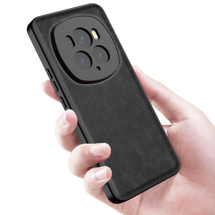 Mobizang Tux Leather Back Cover for Honor Magic 6 PRO | Slim Shockproof Camera Protection Bumper Case (Black)