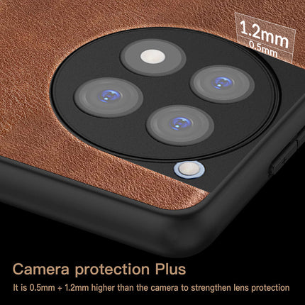 Kapa Tux Leather Back Cover for Oneplus 12R | Slim Shockproof Camera Protection Bumper Case (Brown)