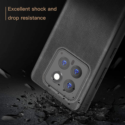 Mobizang Tux Leather Back Cover for Xiaomi 14 (5G) | Slim Shockproof Camera Protection Bumper Case (Black)