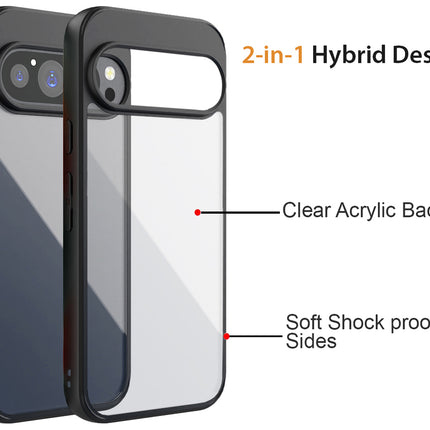 Mobizang Hawkeye Clear Back Cover for Google Pixel 9 / Pixel 9 PRO | Camera Lens Protector Shockproof Slim Clear Case Cover (Black)