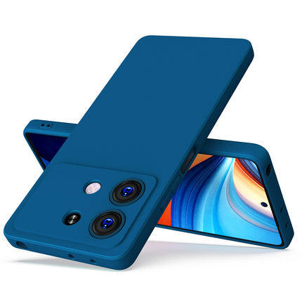 Mobizang Matte Protective Lens Flexible Back Cover for Poco X6 Neo (5G) | Slim Silicone with Soft Lining Shockproof Full Body Bumper Case (Blue)