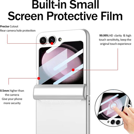 Mobizang Ultra Thin Back Cover for Galaxy Z Flip6 / Z Flip 6 | With [Magnetic Hinge Protection] and Inbuilt Glass Window Protection (Silver)