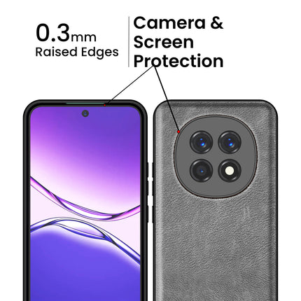 Mobizang Tux Leather Back Cover for Oppo F29 5G | Slim Shockproof Camera Protection Bumper Case (Grey)