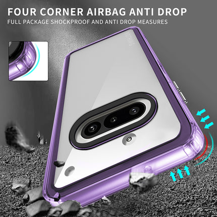 Mobizang Warrior Acrylic Clear Back Cover For Nothing Phone 3A 5G | Slim Shockproof [Military Grade Protection] Hybrid Bumper Case (Purple Sides)