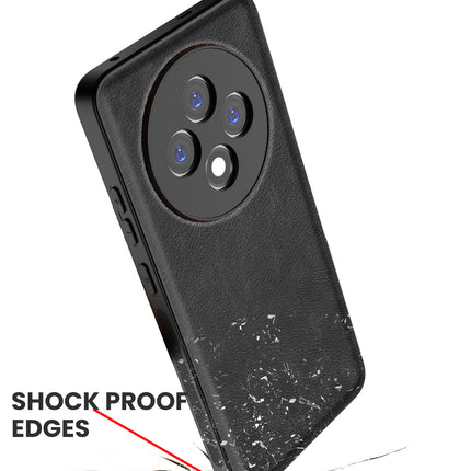 Mobizang Tux Leather Back Cover for Oppo F27 (5G) | Slim Shockproof Camera Protection Bumper Case (Black)