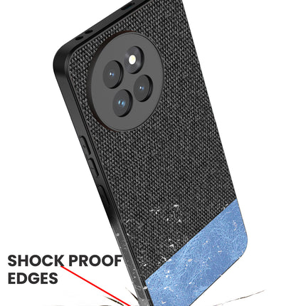 Mobizang Soft Fabric & Leather Hybrid Protective Back Cover for Xiaomi 14 Civi | Shockproof Slim Hard Anti Slip Back Case (Black,Blue)