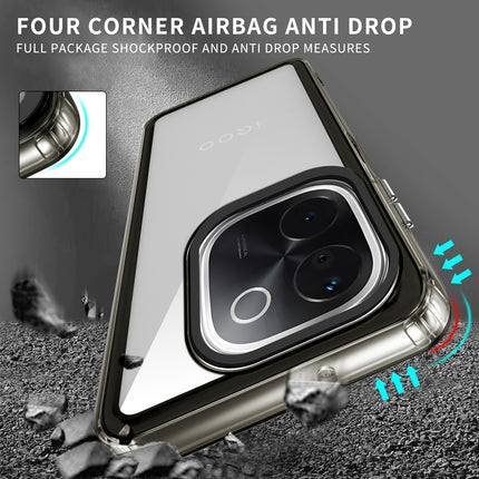 Mobizang Warrior Acrylic Clear Back Cover For Iqoo Z9S Pro (5G) | Slim Shockproof [Military Grade Protection] Hybrid Bumper Case (Grey Sides)