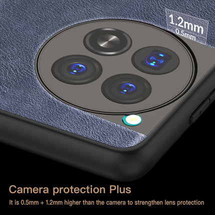 Kapa Tux Leather Back Cover for Oneplus 12 | Slim Shockproof Camera Protection Bumper Case (Blue)