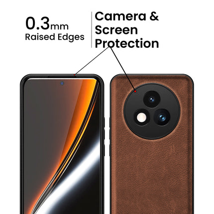 Mobizang Tux Leather Back Cover for Realme P3 PRO 5G | Slim Shockproof Camera Protection Bumper Case (Brown)