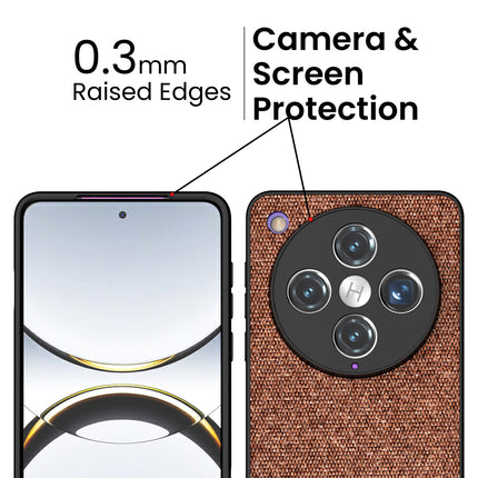 Mobizang Soft Fabric & Leather Hybrid Protective Back Cover for Oppo Find X8 Pro | Shockproof Slim Hard Anti Slip Back Case (Brown)