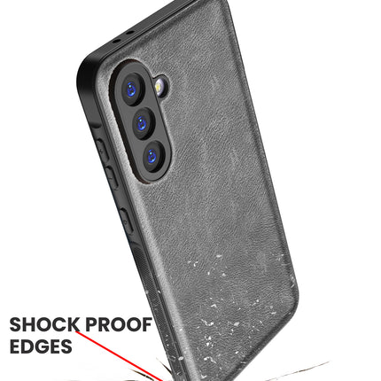 Mobizang Tux Leather Back Cover for Samsung Galaxy A56 | Slim Shockproof Camera Protection Bumper Case (Grey)