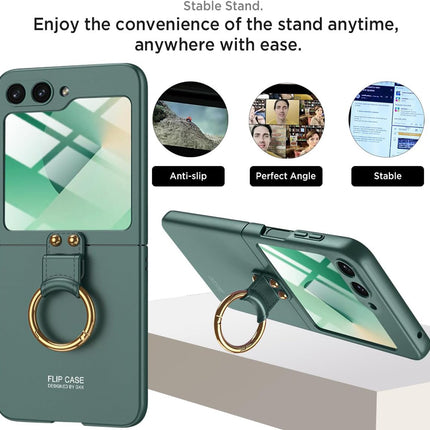 Mobizang Ultra Thin PC Ring Back Case for Samsung Galaxy Flip6 / Z Flip 6 | Shockproof Slim Hard Protective Cover (Green)