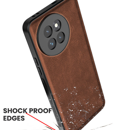 Mobizang Tux Leather Back Cover for Xiaomi 14 Civi | Slim Shockproof Camera Protection Bumper Case (Brown)