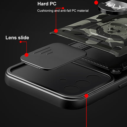 Mobizang Tank Back Cover for Samsung Galaxy S25 | Inbuilt Ring + Slider Shockproof Lens Protection Bumper Back Case (Black)