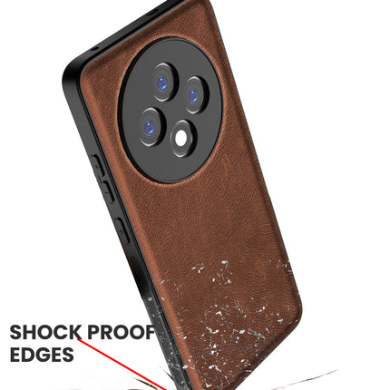 Mobizang Tux Leather Back Cover for Oppo F27 (5G) | Slim Shockproof Camera Protection Bumper Case (Brown)