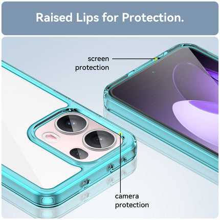 Mobizang Unicorn Acrylic Clear Back Cover For Oppo Reno 13 Pro 5G | Slim Shockproof [Military Grade Protection] Hybrid Bumper Case (Blue Sides)