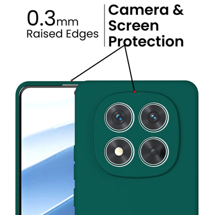 Mobizang Matte Protective Lens Flexible Back Cover for Redmi Note 14 Pro (5G) | Slim Silicone with Soft Lining Shockproof Full Body Bumper Case (Green)