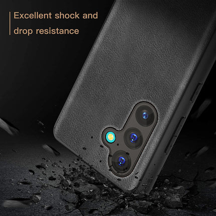 Kapa Tux Leather Back Cover for Samsung Galaxy S24 | Slim Shockproof Camera Protection Bumper Case (Black)