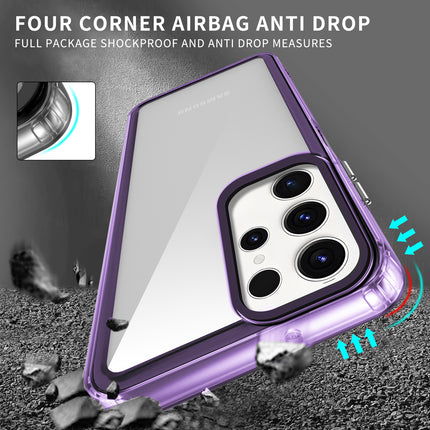 Mobizang Warrior Acrylic Clear Back Cover For Samsung Galaxy S25 Ultra | Slim Shockproof [Military Grade Protection] Hybrid Bumper Case (Purple Sides)