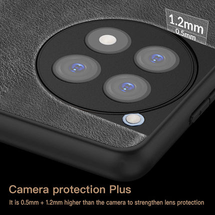 Kapa Tux Leather Back Cover for Oneplus 12R | Slim Shockproof Camera Protection Bumper Case (Black)
