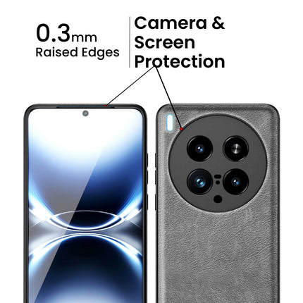 Mobizang Tux Leather Back Cover for Vivo X200 Ultra | Slim Shockproof Camera Protection Bumper Case (Grey)