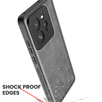 Mobizang Tux Leather Back Cover for Realme GT 7 PRO | Slim Shockproof Camera Protection Bumper Case (Grey)