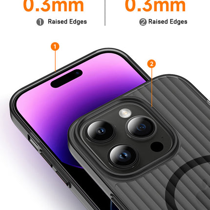 Mobizang Matte Magnetic Wave Grip Back Cover for Apple iPhone 16 Pro | [MagSafe Compatible] Wireless charging, Slim, Metal Buttons, Frosted Back Case (Grey)