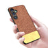 Mobizang Soft Fabric & Leather Hybrid Protective Back Cover for Samsung Galaxy A55 (5G) | Shockproof Slim Hard Anti Slip Back Case (Brown)