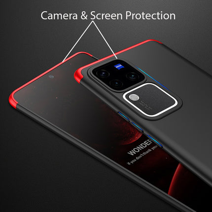 Kapa Double Dip Full 360 Protection Back Case Cover for Vivo V30 (5G) / Vivo 30 Pro (5G) (Red , Black)