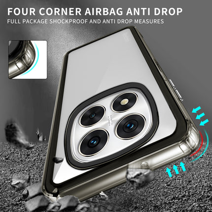 Mobizang Warrior Acrylic Clear Back Cover For Redmi Note 14 Pro (5G) | Slim Shockproof [Military Grade Protection] Hybrid Bumper Case (Grey Sides)