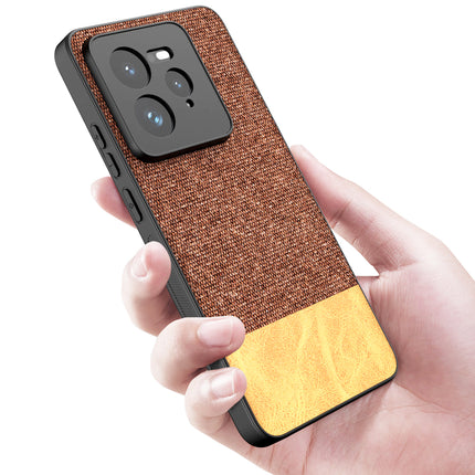Mobizang Soft Fabric & Leather Hybrid Protective Back Cover for Realme GT 7 PRO | Shockproof Slim Hard Anti Slip Back Case (Brown)