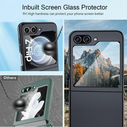 Mobizang Ultra Thin Back Case for Samsung Galaxy Flip6 / Z Flip 6 | With [Inbuilt Glass]  Full Body Protection Hard Back Cover (Black)