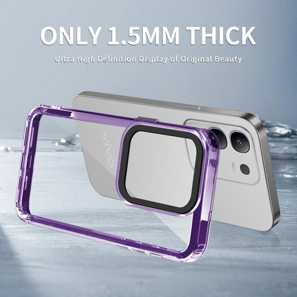 Mobizang Warrior Acrylic Clear Back Cover For Vivo T4X 5G | Slim Shockproof [Military Grade Protection] Hybrid Bumper Case (Purple Sides)