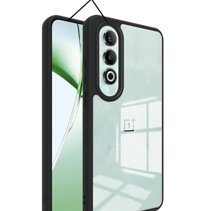 Mobizang Hawkeye Clear Back Cover for OnePlus Nord CE 4 | Camera Lens Protector Shockproof Slim Clear Case Cover (Black)