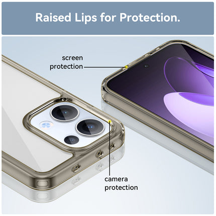 Mobizang Unicorn Acrylic Clear Back Cover For Oppo Reno 13 5G | Slim Shockproof [Military Grade Protection] Hybrid Bumper Case (Grey Sides)