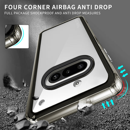 Mobizang Warrior Acrylic Clear Back Cover For Nothing Phone 3A 5G | Slim Shockproof [Military Grade Protection] Hybrid Bumper Case (Grey Sides)