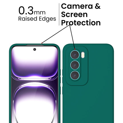Mobizang Matte Protective Lens Flexible Back Cover for Oppo Reno 12 (5G) | Slim Silicone with Soft Lining Shockproof Full Body Bumper Case (Green)