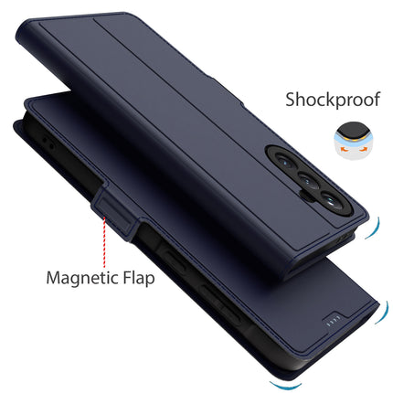 Mobizang Noble Slim Magnetic Leather Flip Case Cover for Samsung Galaxy A56 | Card Holder Stand Flip Wallet Case (Blue)