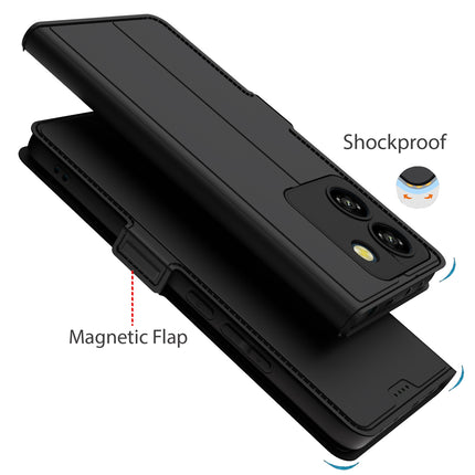 Mobizang Noble Slim Magnetic Leather Flip Case Cover for Poco M7 Pro | Card Holder Stand Flip Wallet Case (Black)