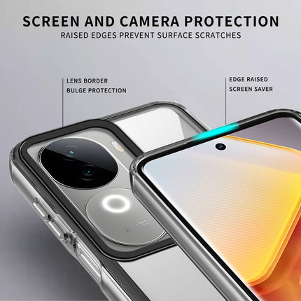 Mobizang Warrior Acrylic Clear Back Cover For Vivo V40E / iQOO Z9S | Slim Shockproof [Military Grade Protection] Hybrid Bumper Case (Clear Sides)