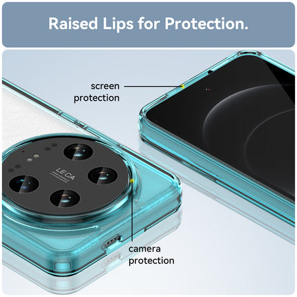 Mobizang Unicorn Acrylic Clear Back Cover For Xiaomi 14 ULTRA (5G) | Slim Shockproof [Military Grade Protection] Hybrid Bumper Case (Blue Sides)