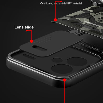 Kapa Tank Back Cover for Redmi Note 13 Pro Plus (5G) | Inbuilt Ring + Slider Shockproof Lens Protection Bumper Back Case (Black)