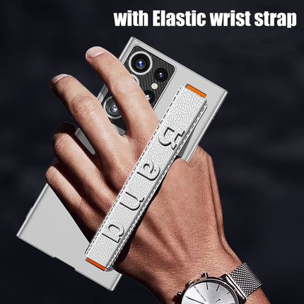 Mobizang Ultra Thin Band + Stand Back Case for Samsung S25 Ultra | Slim Camera Lens Protection Cover with Kickstand (Silver)