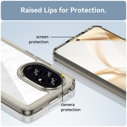 Mobizang Unicorn Acrylic Clear Back Cover For Honor 200 (5G) | Slim Shockproof [Military Grade Protection] Hybrid Bumper Case (Grey Sides)